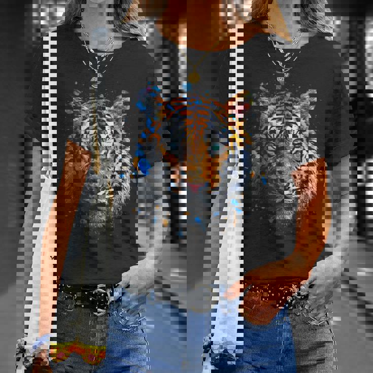 Obra De Arte De Tigre Colorido Animal Arte Tigre Camiseta unisex Regalos para ella