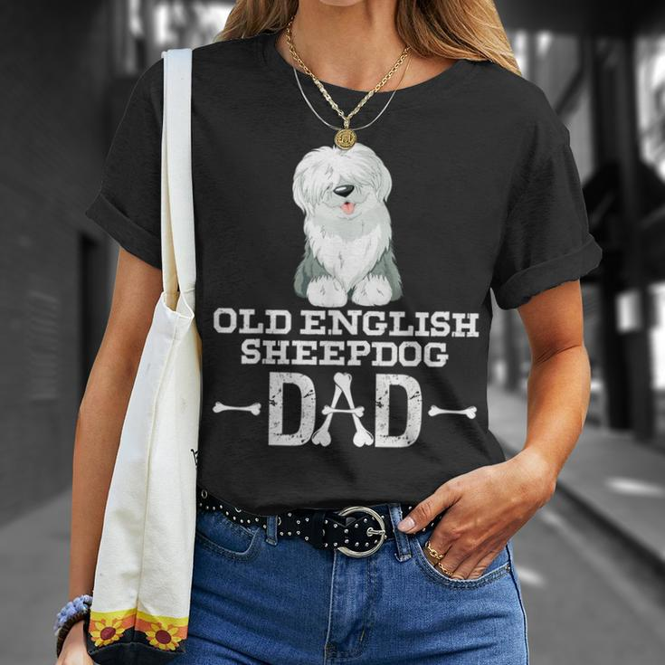 Old English Sheepdog Dad Dog Lover Father's Day T-Shirt Gifts for Her