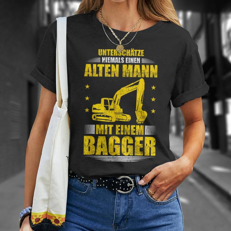 Old Man With Digger Digger Driver Saying T-Shirt Geschenke für Sie