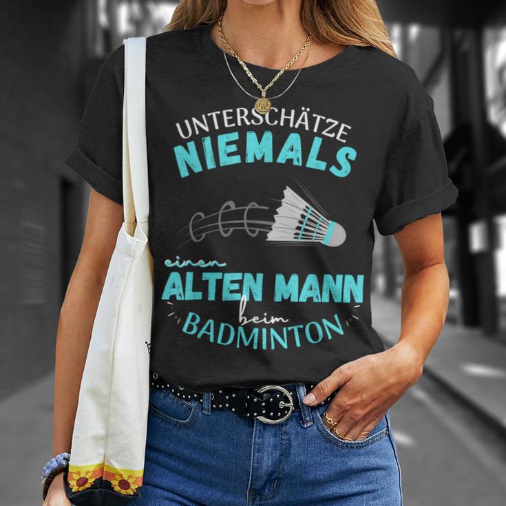 Olter Mann Beim Badminton Player S T-Shirt Geschenke für Sie