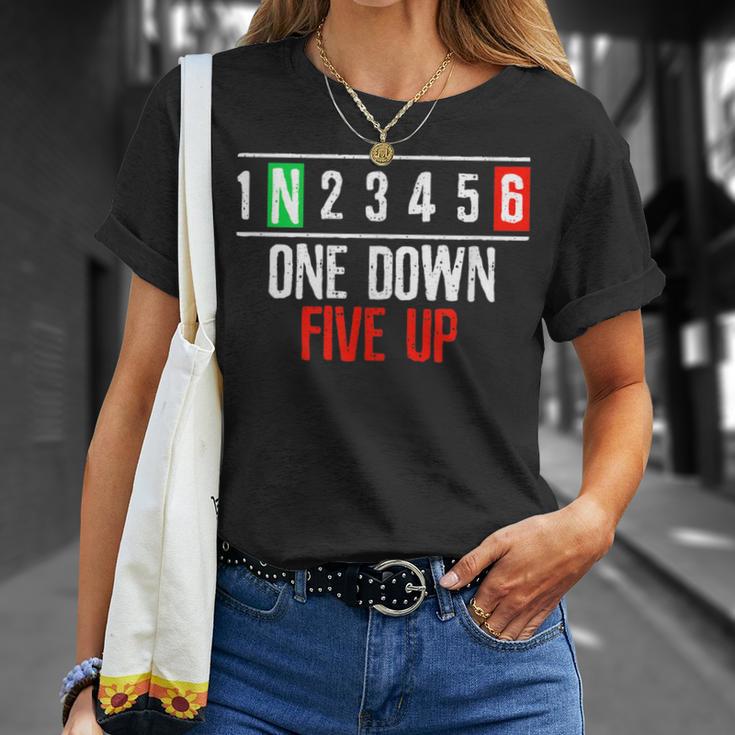 One Down Five Up Gänge Motorrad Motorradfahren Biker Biken T-Shirt Geschenke für Sie