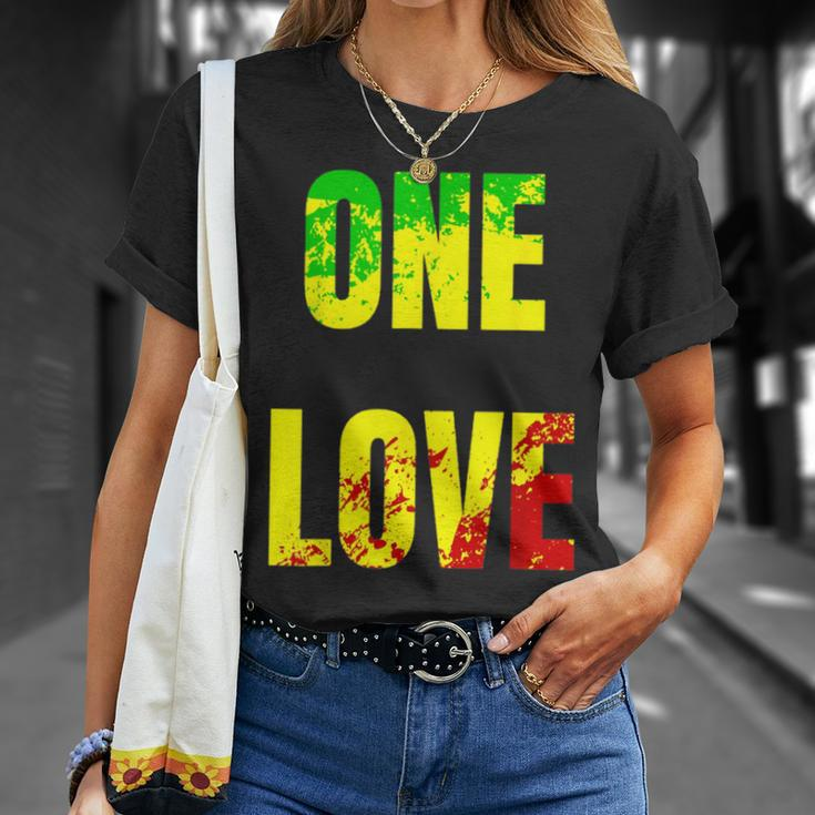 One Love Rastafari Colors For Peace & Reggae Lover T-Shirt Gifts for Her