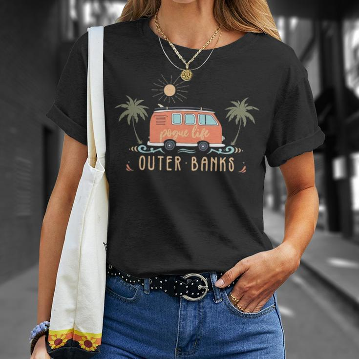 Outer Banks Dreaming Surfer Van Pogue Life Beach Palm Trees T-Shirt Gifts for Her