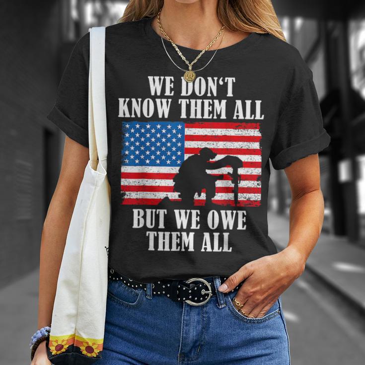 We Owe Them All Veterans Day Partiotic Flag Military T-Shirt Gifts for Her