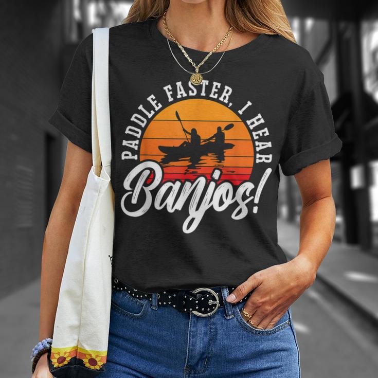 Paddle Faster I Hear Banjos Loves Musical Instrument Banjo T-Shirt Gifts for Her