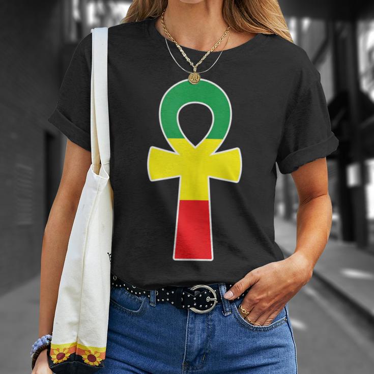 Pan African Flag Ankh Cross Black King Black Egyptian Nubian T-Shirt Gifts for Her