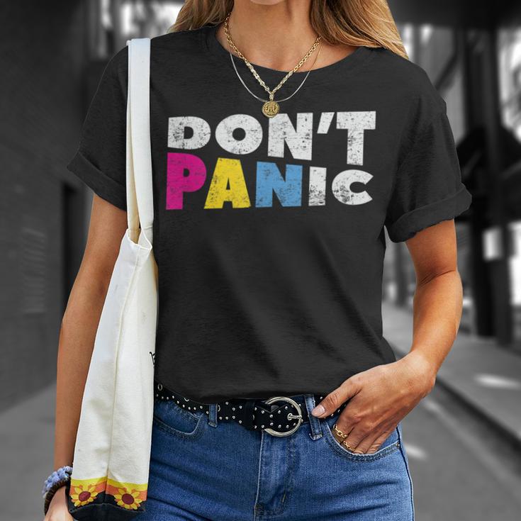 Pan Pride Lgbtq Dont Panic Pansexual Subtle Pride Flag T-Shirt Gifts for Her