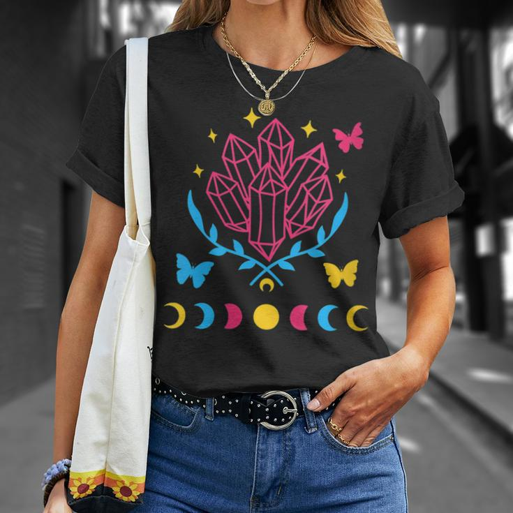 Pansexual Subtle Pan Pride Lgbtq Subtle Moon Phase Crystals T-Shirt Gifts for Her