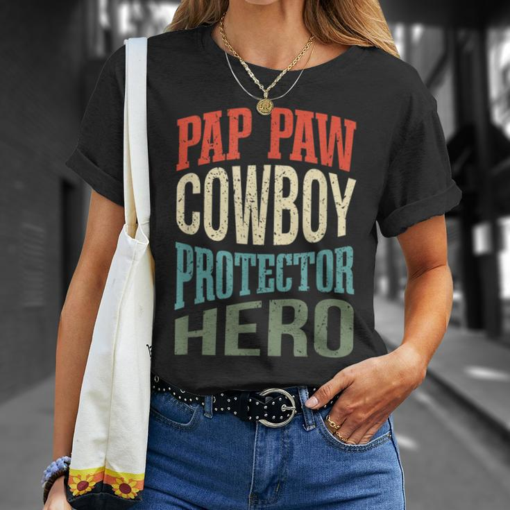 Pap Paw Cowboy Protector Hero Grandpa Profession T-Shirt Gifts for Her