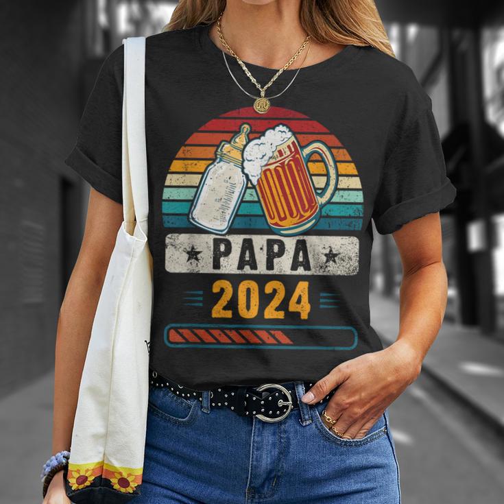 Papa 2024 Babyankündigung Werdender Papa T-Shirt Geschenke für Sie