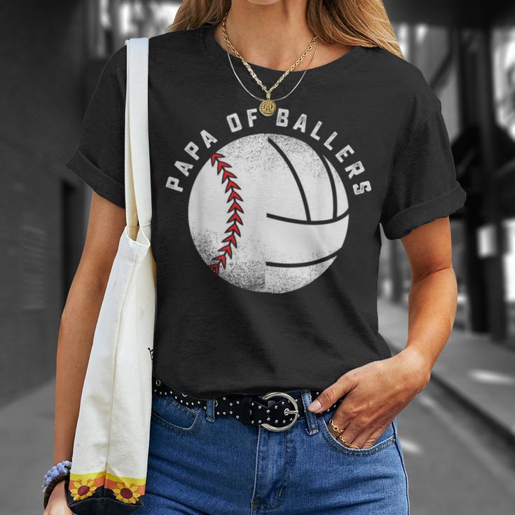 Papa Baseballolleyball Spieler Tochter Sohn Sport Team Dad T-Shirt Geschenke für Sie