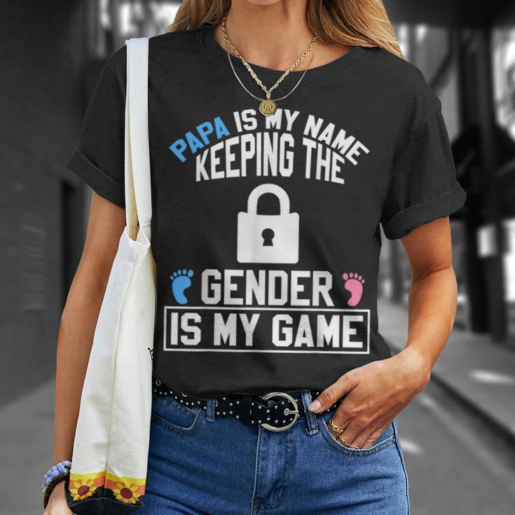 Papa Is My Name Keeping Gender Is My Game Baby Reveal T-Shirt Gifts for Her