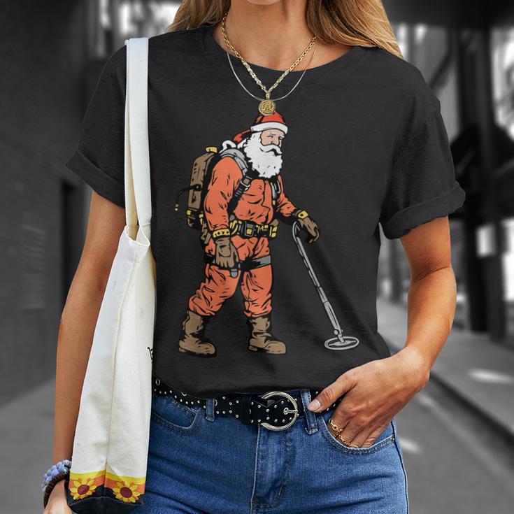 Papá Noel Como Detectorista De Metales Detección De Metales Navidad Camiseta unisex Regalos para ella