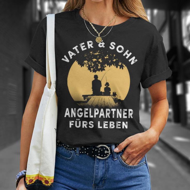 Papa Sohn Angler Geschenkater Sohn Angelpartner Angeln T-Shirt Geschenke für Sie