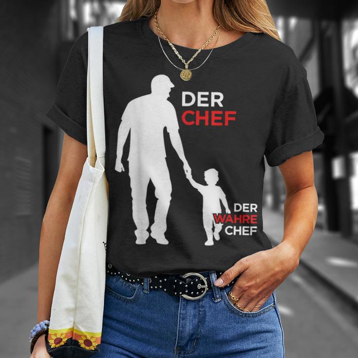 Papa Sohn Wahre Chef Füratertag Geburtstag Weihnachten T-Shirt Geschenke für Sie