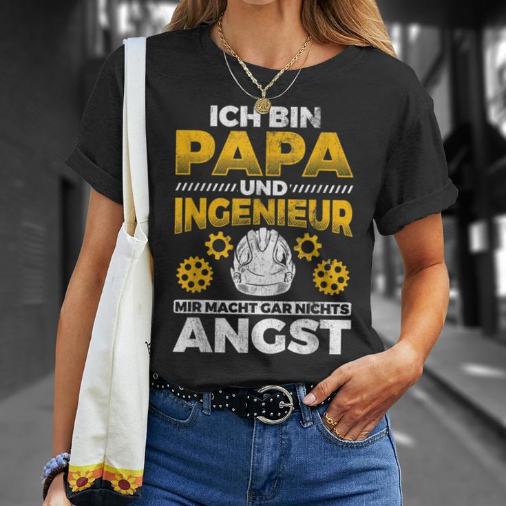 Papa Und Ingenieur Nichts Macht Angst Father Engineer T-Shirt Geschenke für Sie