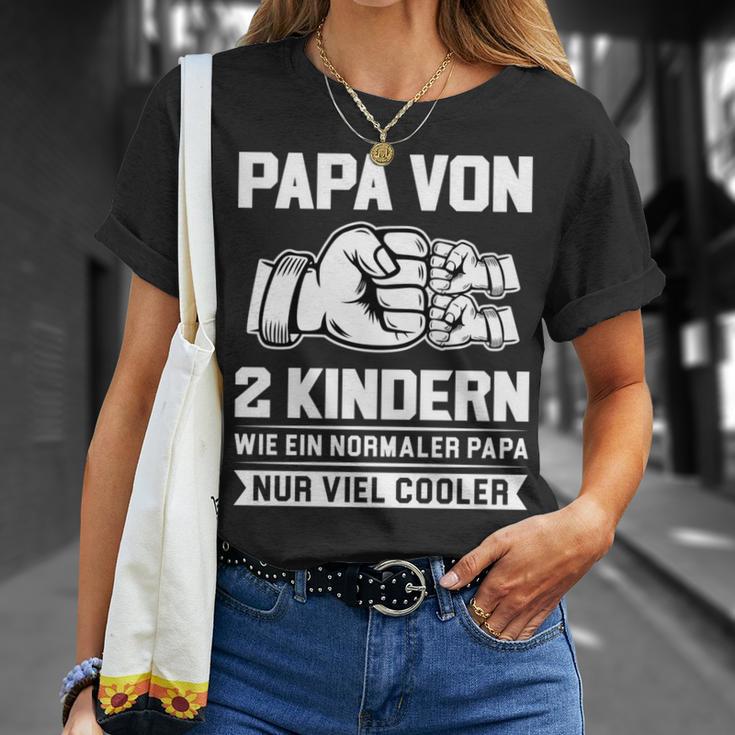 Papaon 2 Kindern Papa 2 Kinder T-Shirt Geschenke für Sie