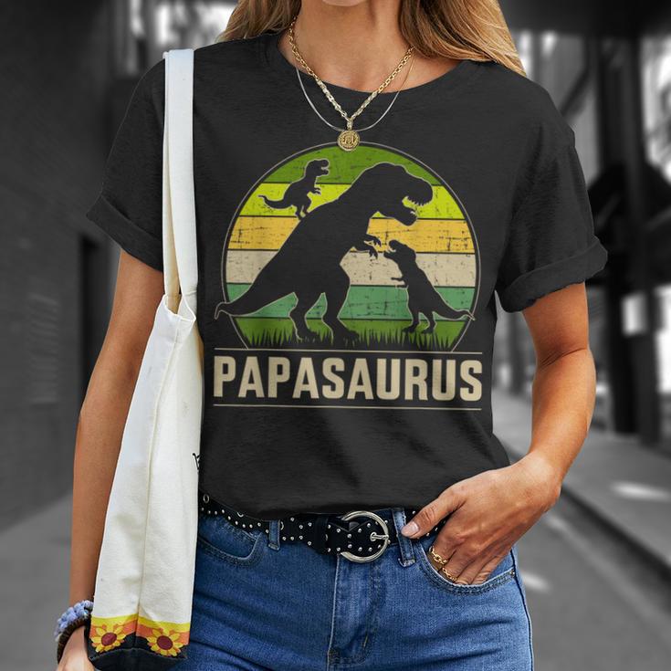 Papasaurus Zwei Kinder Für Papa Zumatertag Weihnachten T-Shirt Geschenke für Sie