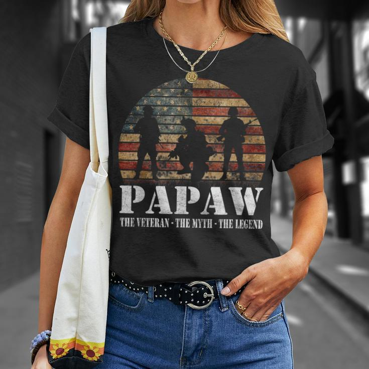Papaw Veteran Myth Legend 4 Of July T-Shirt Gifts for Her