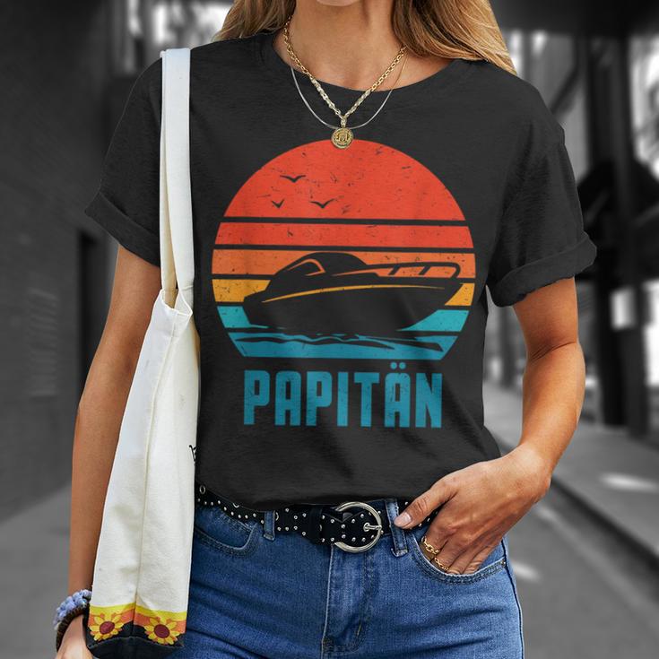 Papitän Motorboot Bootsführerscheinatertag Papa Kapitän T-Shirt Geschenke für Sie