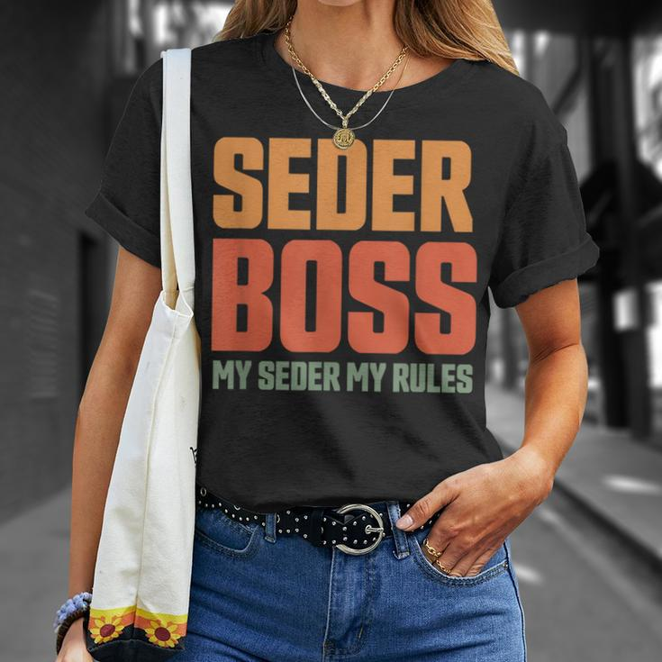Passover Seder Boss My Seder My Rules Jewish Pesach Matzah T-Shirt Gifts for Her