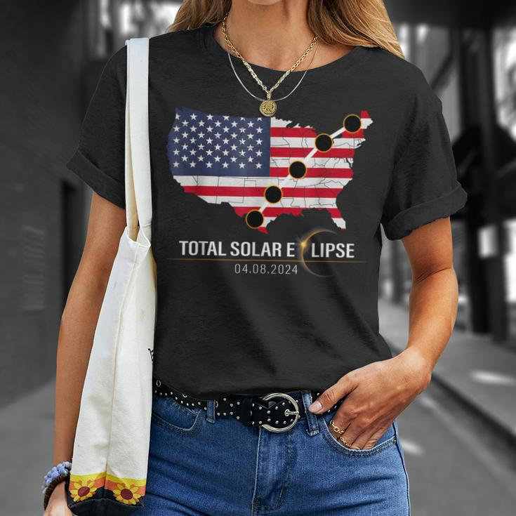 Path Of Totality America Usa Map Total Solar Eclipse 2024 T-Shirt Gifts for Her