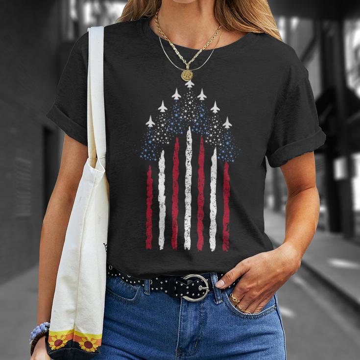 Patriotic Stars Red White Blue Usa Fighter Jets 4Th Of July T-Shirt Gifts for Her