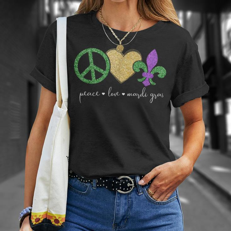 Peace Love Mardi Gras With Fleur De Lis In New Orleans T-Shirt Gifts for Her
