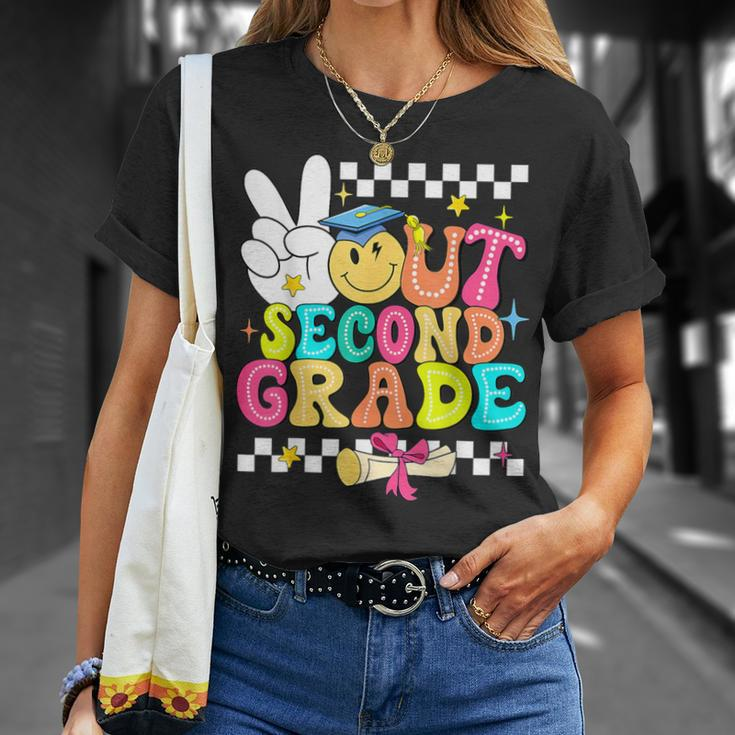 Peace Out Second Grade Happy Last Day Of School Teacher T-Shirt Gifts for Her