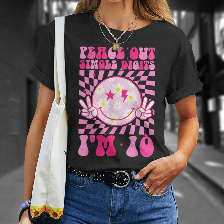 Peace Single Digits I'm 10 Smile Face For Birthday Girls T-Shirt Gifts for Her