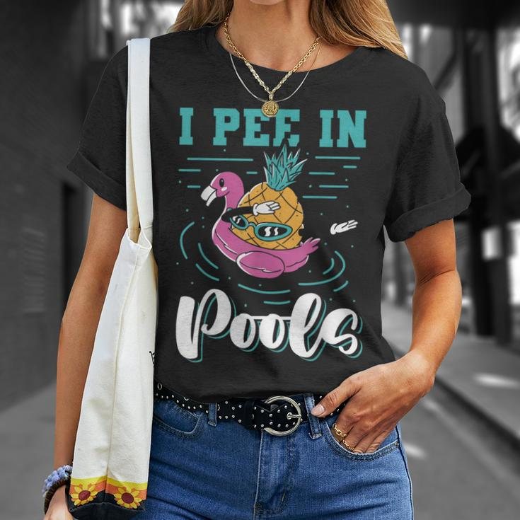 I Pee In Pools Swimming Joke Peeing In Public Pools T-Shirt Gifts for Her