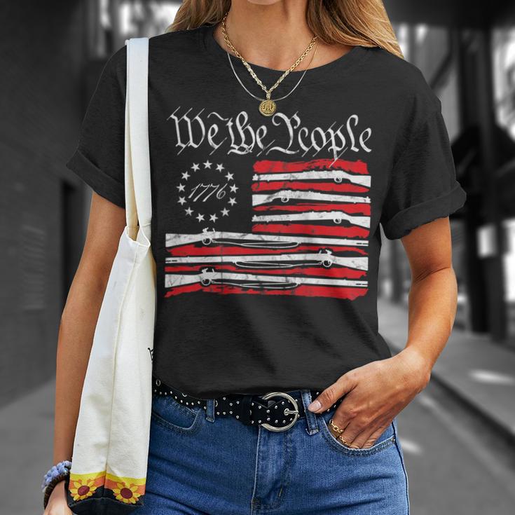 We The People Gun Rights American Flag 4Th Of July On Back T-Shirt Gifts for Her