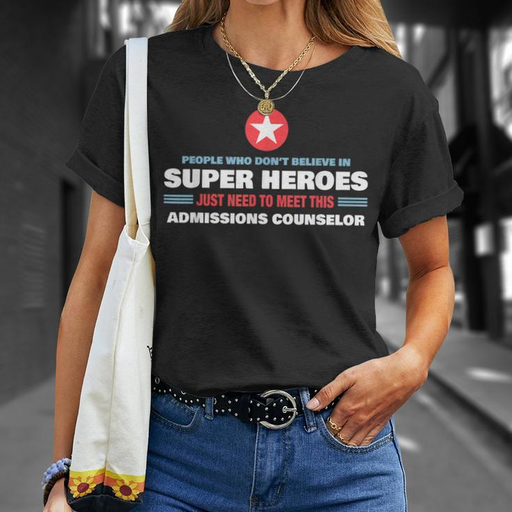 People Meet Super Hero Admissions Counselor T-Shirt Gifts for Her
