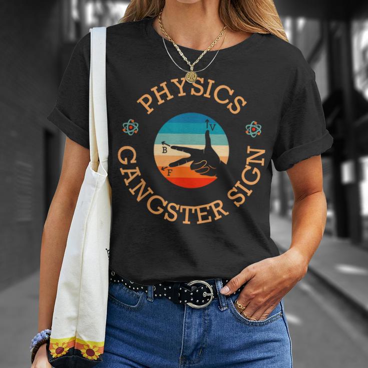 Physics Gangster Sign Sign Physicist Hand Sign Symbol T-Shirt Geschenke für Sie