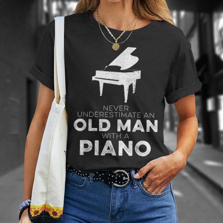 Pianist Never Underestimate An Old Man With A Piano Humor T-Shirt Gifts for Her