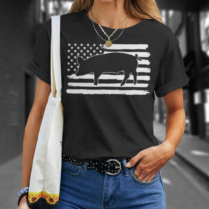 Pig 4Th Of July Usa Flag Us America T-Shirt Gifts for Her
