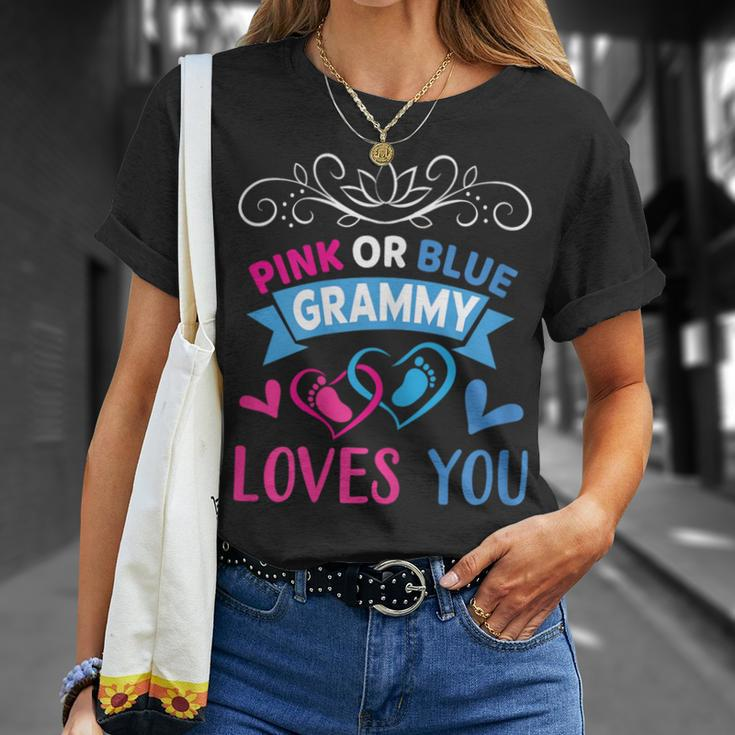 Pink Or Blue Grammy Loves You Gender Reveal Party Shower T-Shirt Gifts for Her