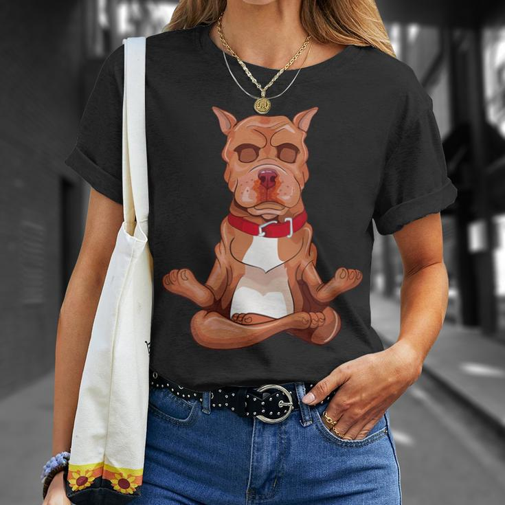 Pitbull Yoga Animal Lover Zen Dog Puppy Yogi Namaste T-Shirt Gifts for Her