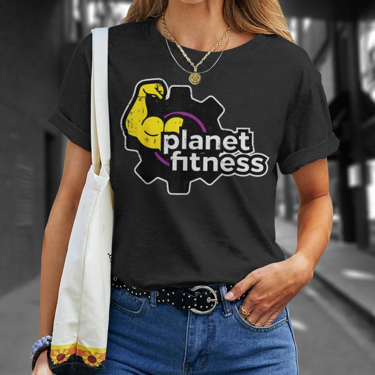 Planet Gym Fitness Bicep Workout Exercise Training Women T-Shirt Gifts for Her