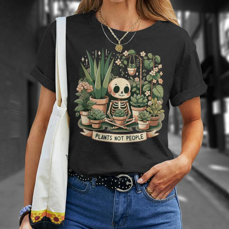 Plant Lover Skeleton Plants Not People T-Shirt Gifts for Her
