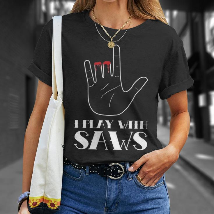 I Play With Saws Woodworker Carpenter Novelty T-Shirt Gifts for Her