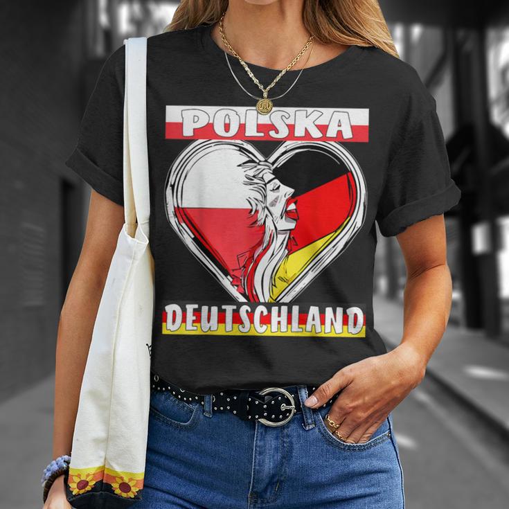 Polska Deutschland Herz Deutsch Polen T-Shirt Geschenke für Sie