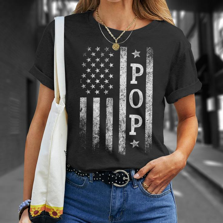 Pop American Flag Pop Patriotic Father's Day T-Shirt Gifts for Her