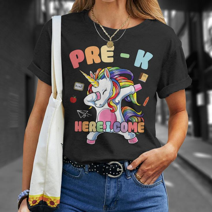 Pre-K Here I Come Dabbing Unicorn Back To School T-Shirt Gifts for Her