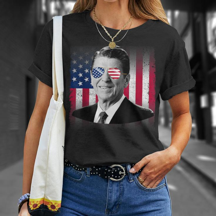 President Reagan Usa Flag Patriotic American 4Th Of July T-Shirt Gifts for Her