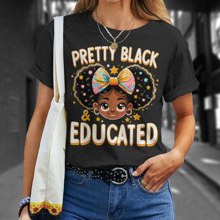 Pretty Black And Educated Black History Queen African T-Shirt Gifts for Her