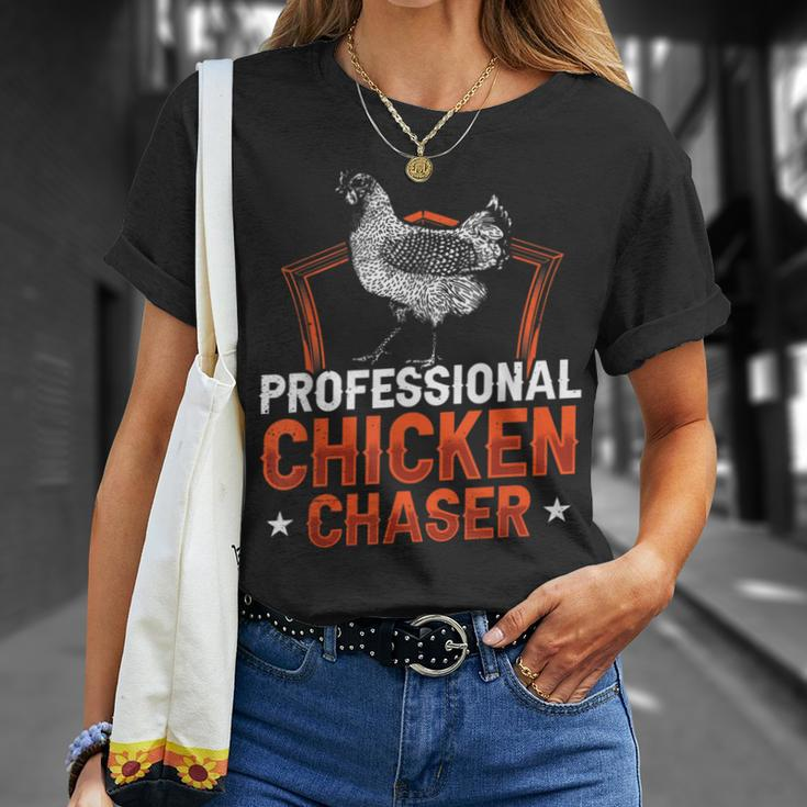 Professional Chicken Chaser Farmer Chickens Lover Farm T-Shirt Gifts for Her