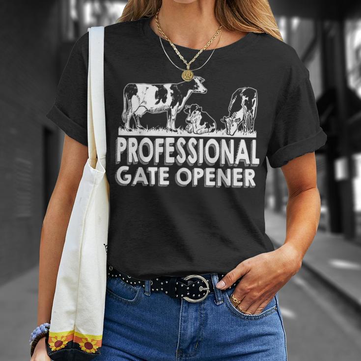 Professional Gate Opener Cow Lover Farmer Farming T-Shirt Gifts for Her