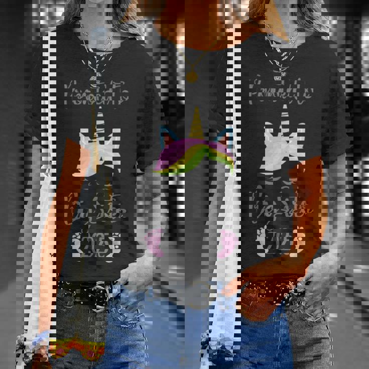 Promoted To Big Sister 2025 With Unicorn For New Baby Shower T-Shirt Gifts for Her