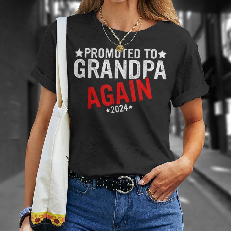 Promoted To Grandpa Again 2024 For New Baby Grandpa Again T-Shirt Gifts for Her